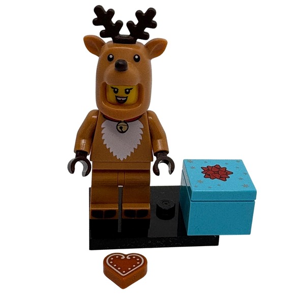 LEGO Reindeer Costume Minifigure Christmas Holiday Present Box Gingerbread Heart - Picture 1 of 6